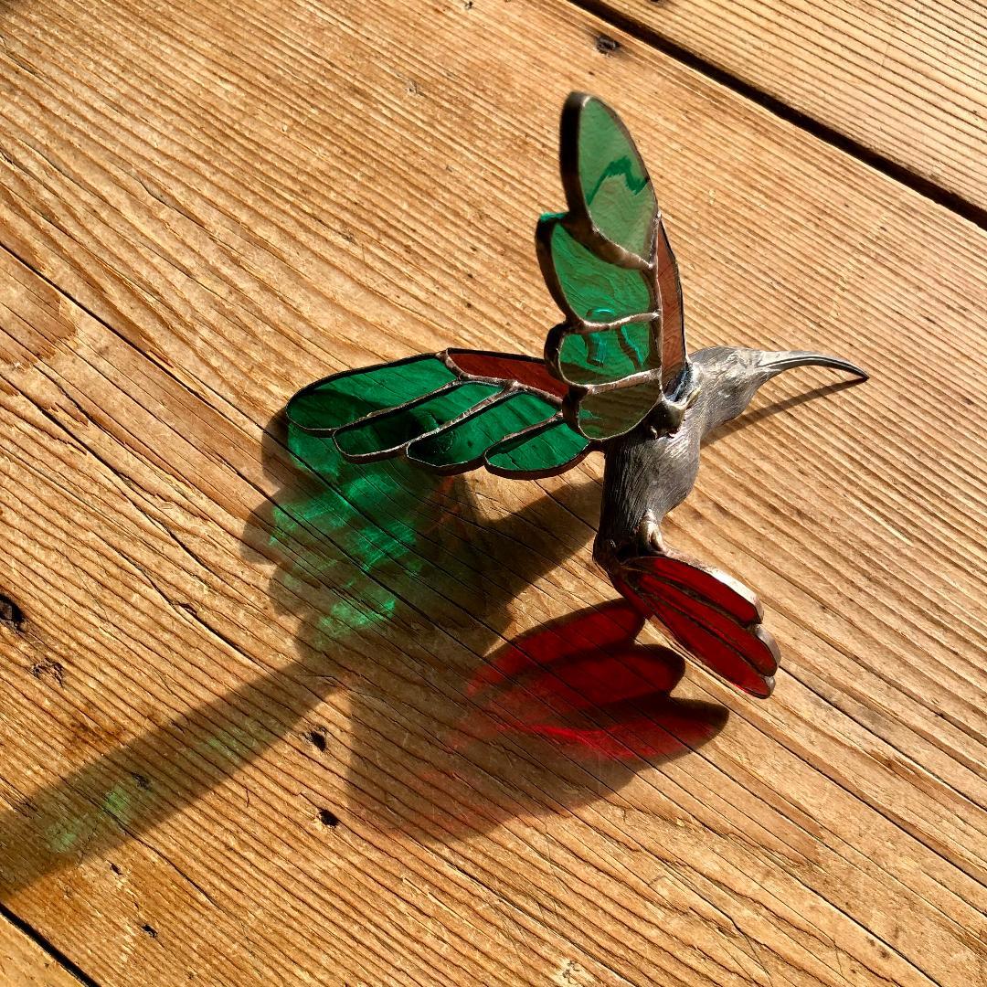 メ*6様 ヴィンテージ　ハチドリ　ハミングバード　アメリカ製　ステンドグラス　オ