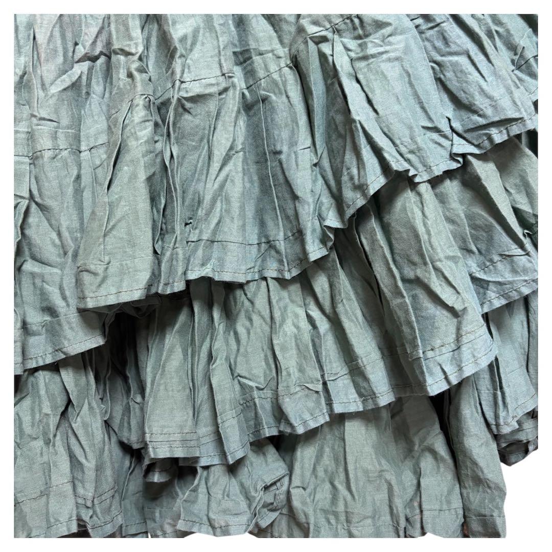 ジプシースカート ベリーダンス 25ヤード 緑 コットン 美品 インド製