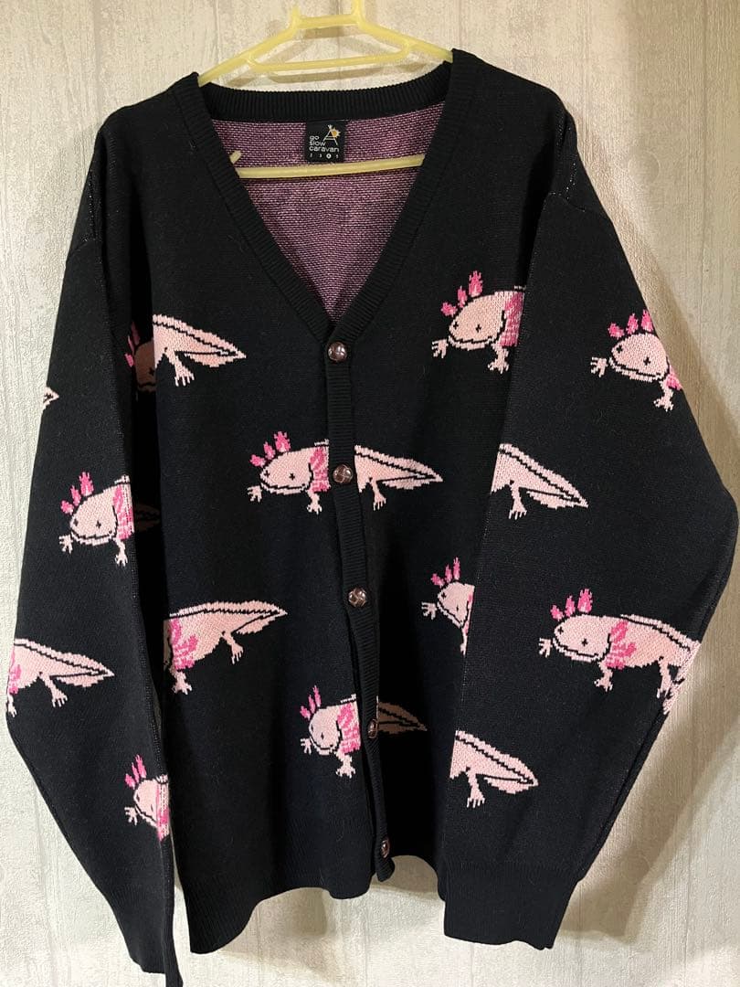 go slow caravan アホロートル柄 カーディガン