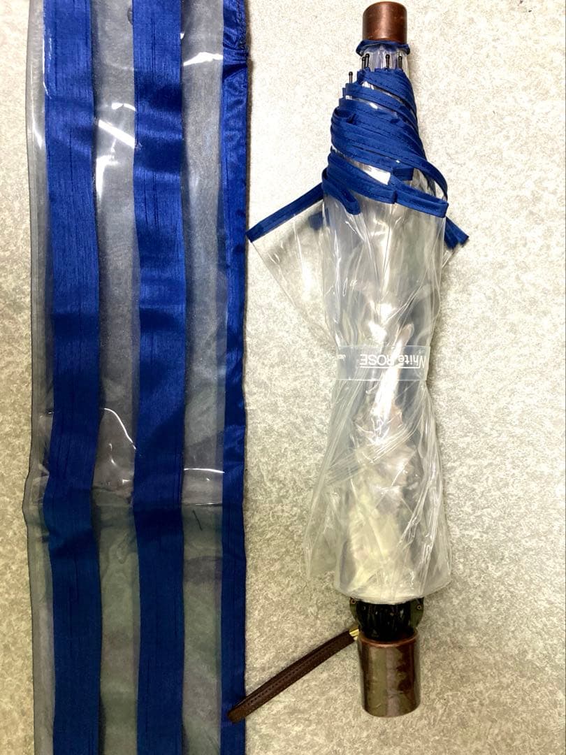 高級折りたたみ傘「ホワイトローズ」　ブルー