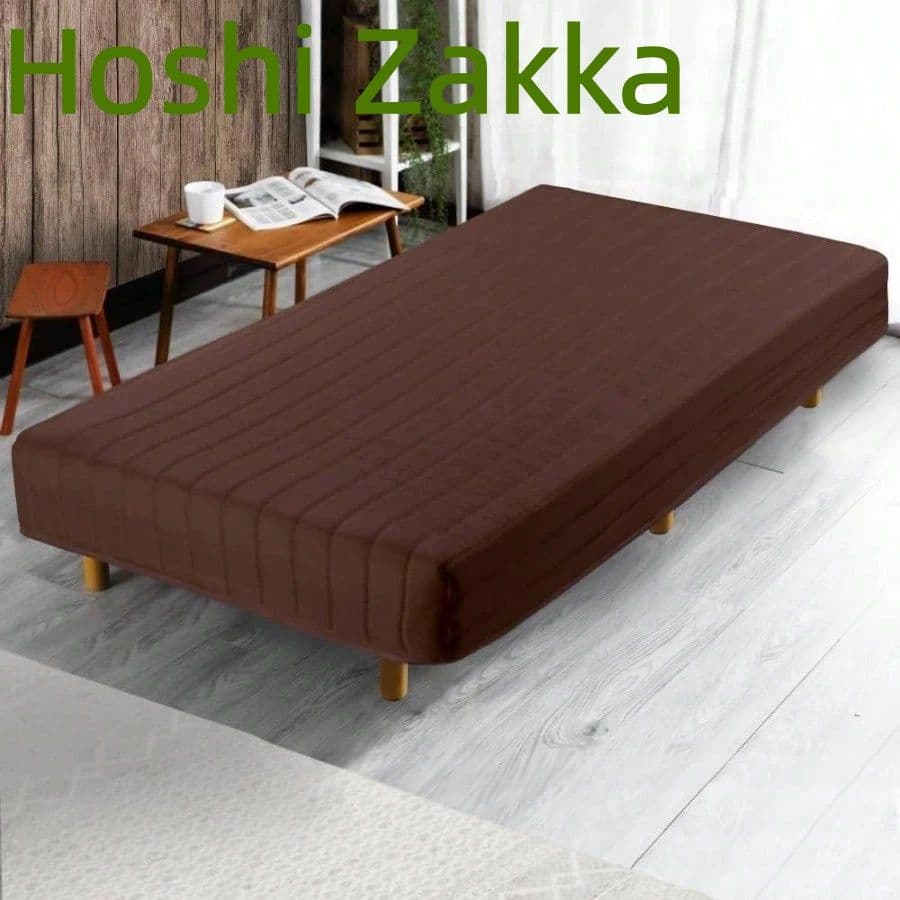 ブラウン脚付きベッド 耐久性通気性 圧縮梱包 シングル