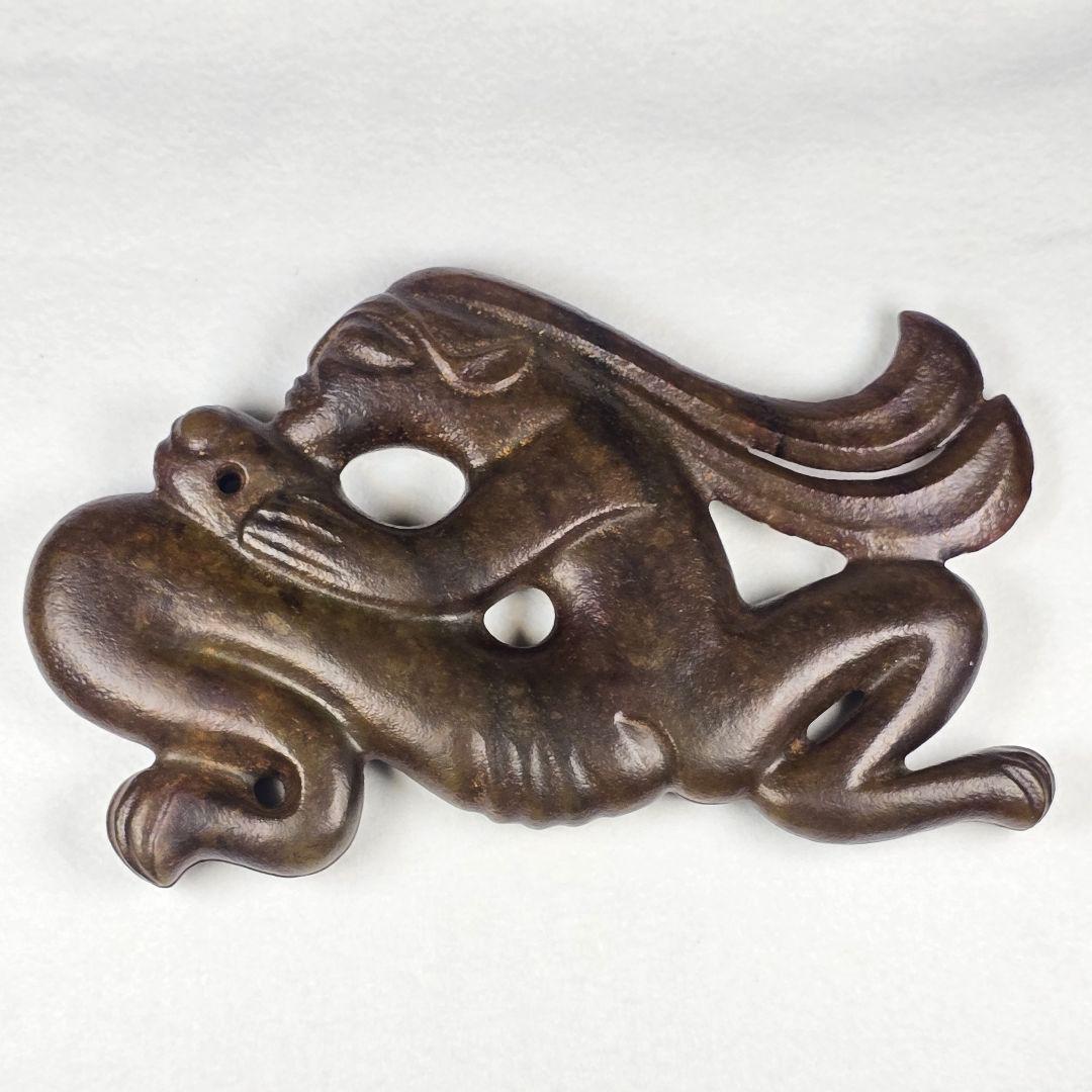 大型祭祀器 上古石器 河磨玉 紅山文化 太陽神追日像 霊の媒介 巫観石器 置物