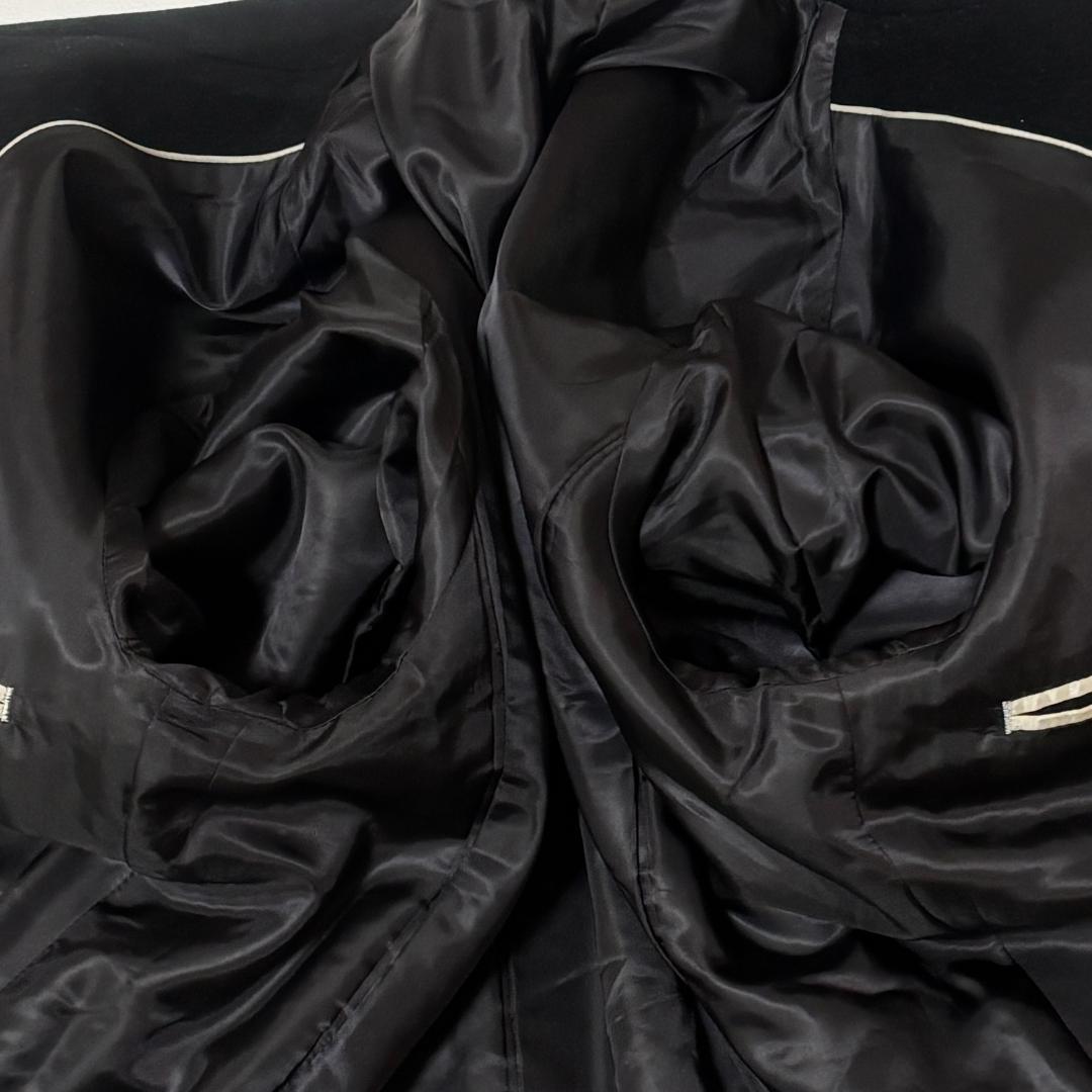 【カシミヤ混】カルバンクライン ステンカラーコート 比翼ボタン XL ブラック