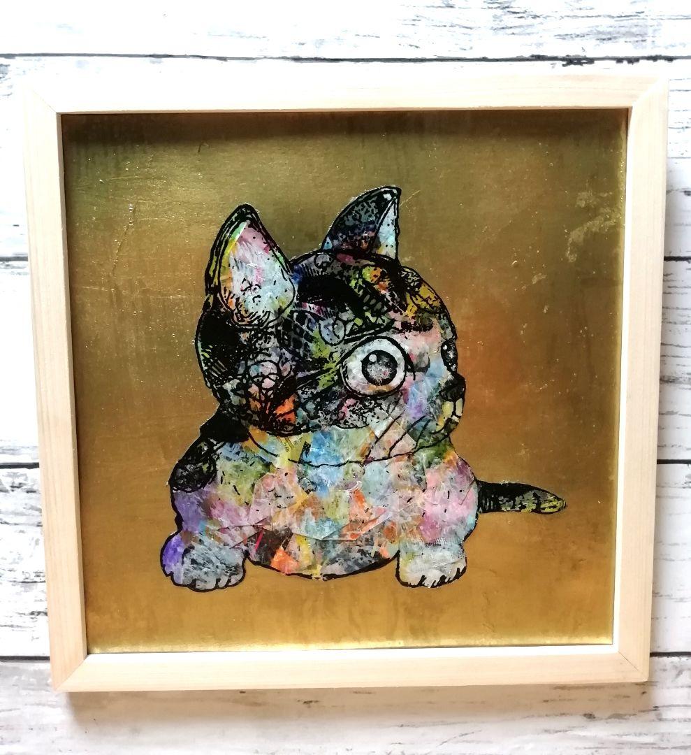 売約済み　依頼者優先作品9 猫の額付き銅版画回想ニャンコ