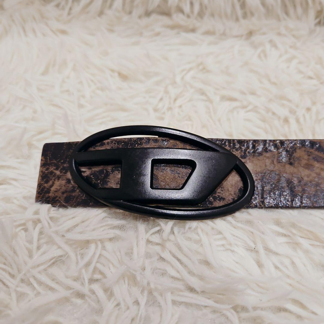 DIESEL ディーゼル ベルト Dロゴ レザーベルト マッドブラック 90