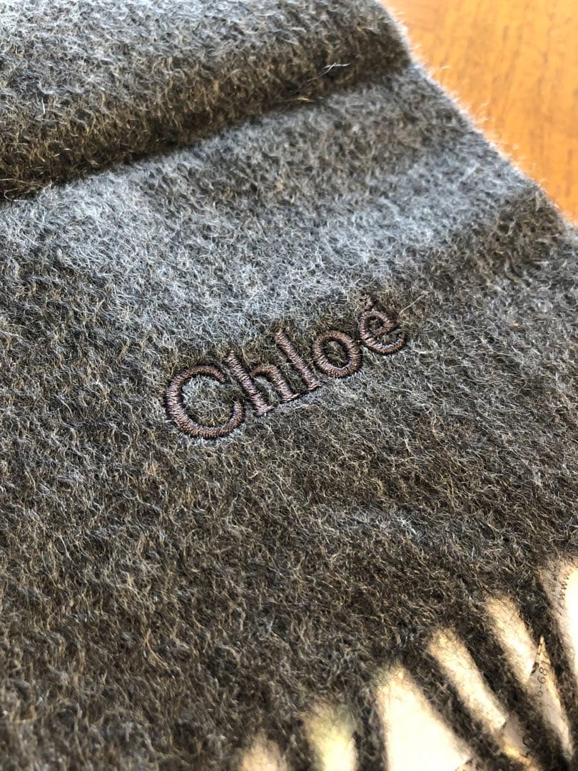 【新品】Chloe カシミア 100% マフラー 無地 グレー