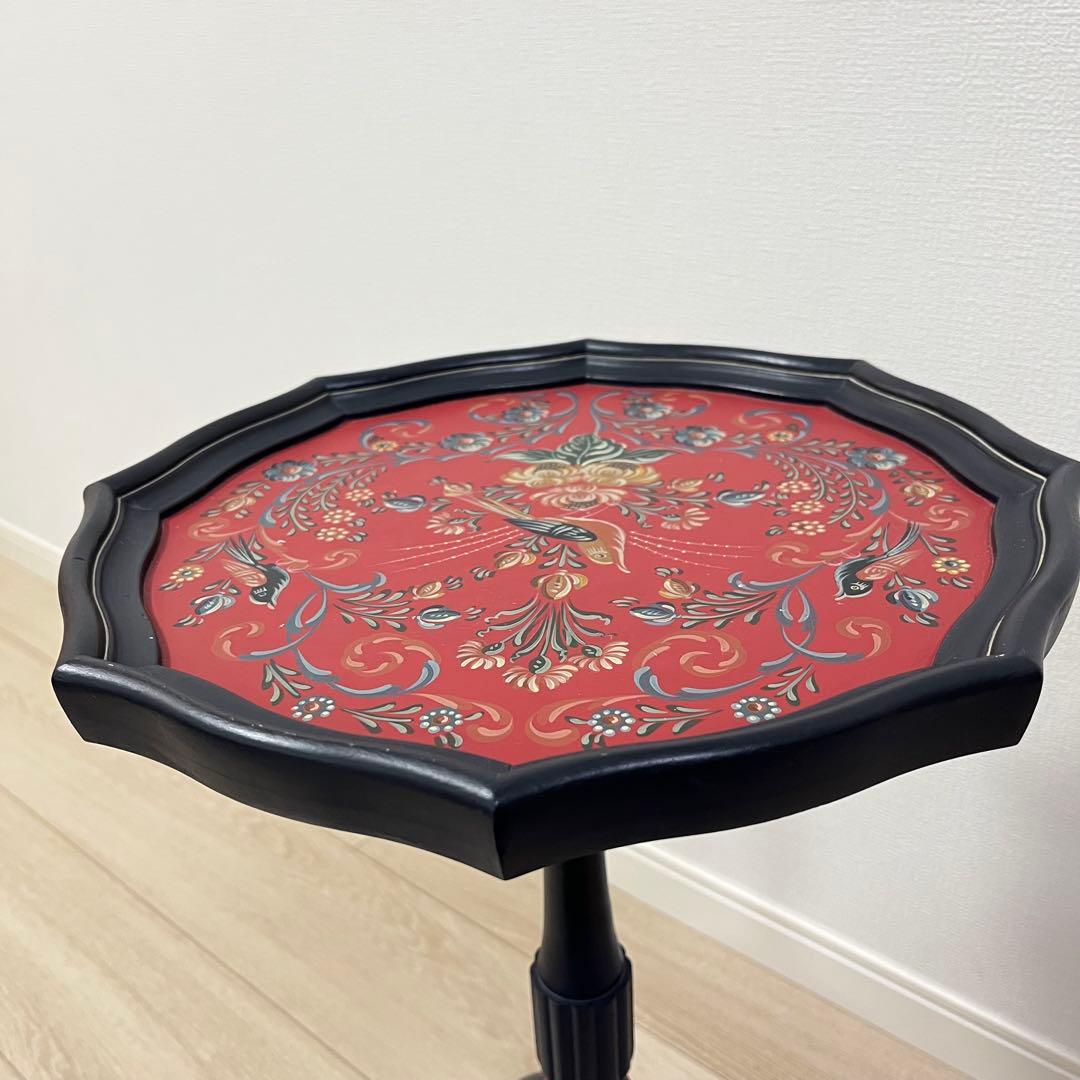 (つ47)トールペイント ワインテーブル 花台 サイドテーブル コーヒーテーブル