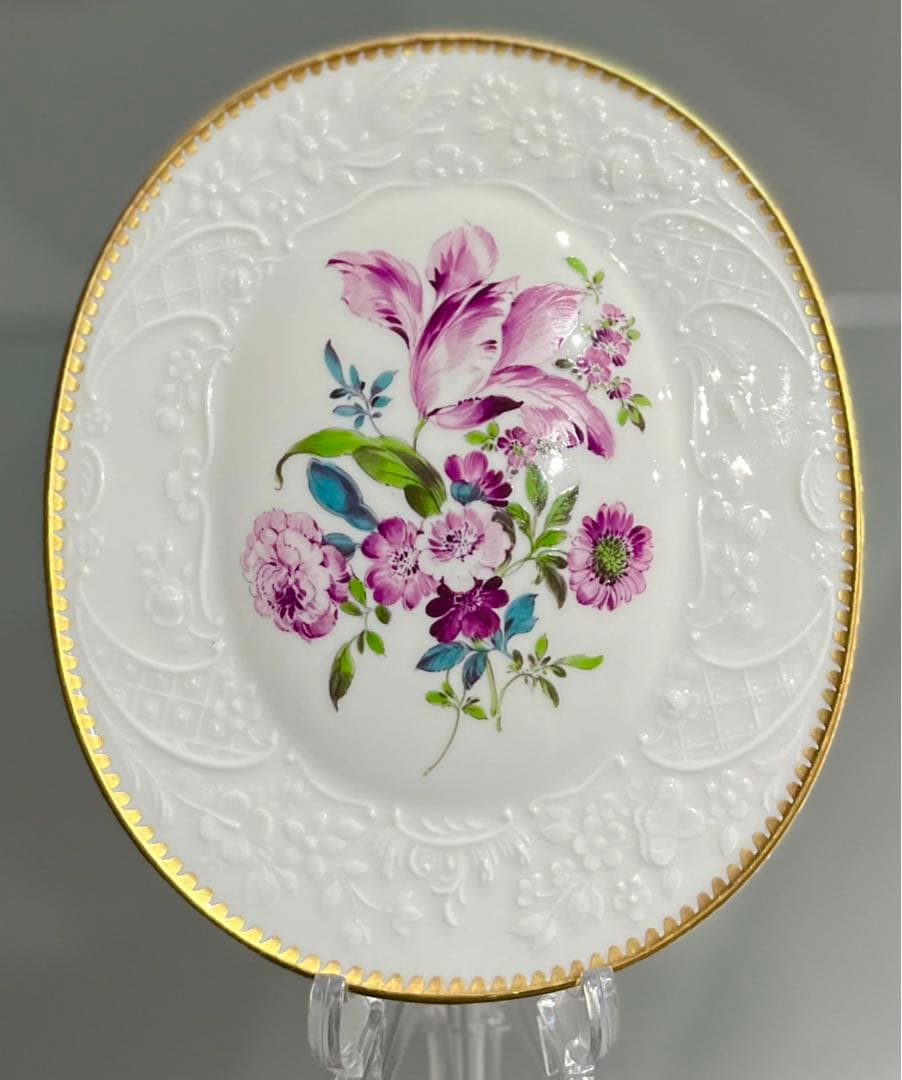 Meissen マイセン /※ 1級品 上級金彩装飾 陶板 フラワーブーケ