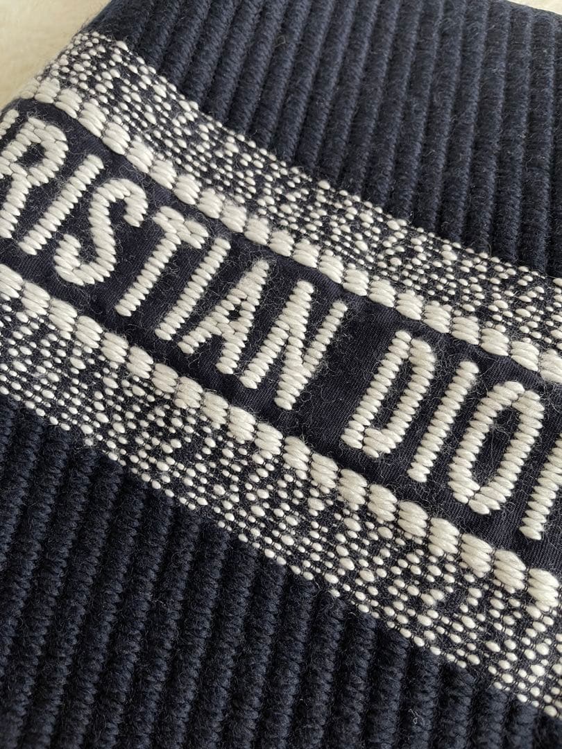 クリスチャン・ディオール ネイビー マフラー 大判 リバーシブル