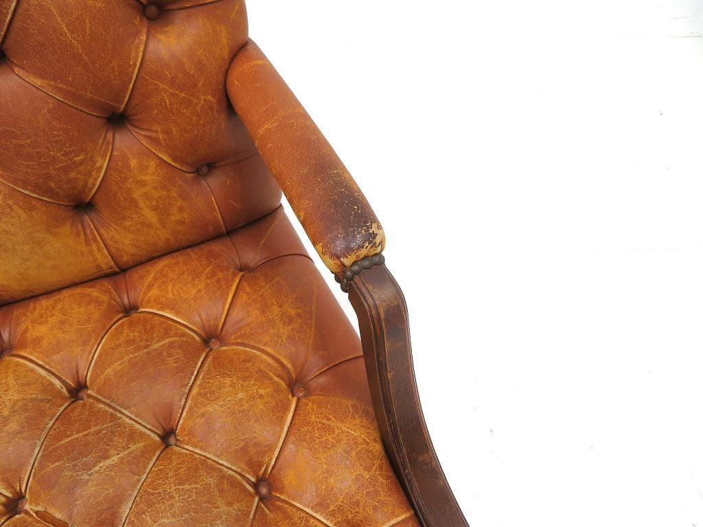 英国　イギリス　アンティーク　総本革　レザー　チェア　チェア　ソファ