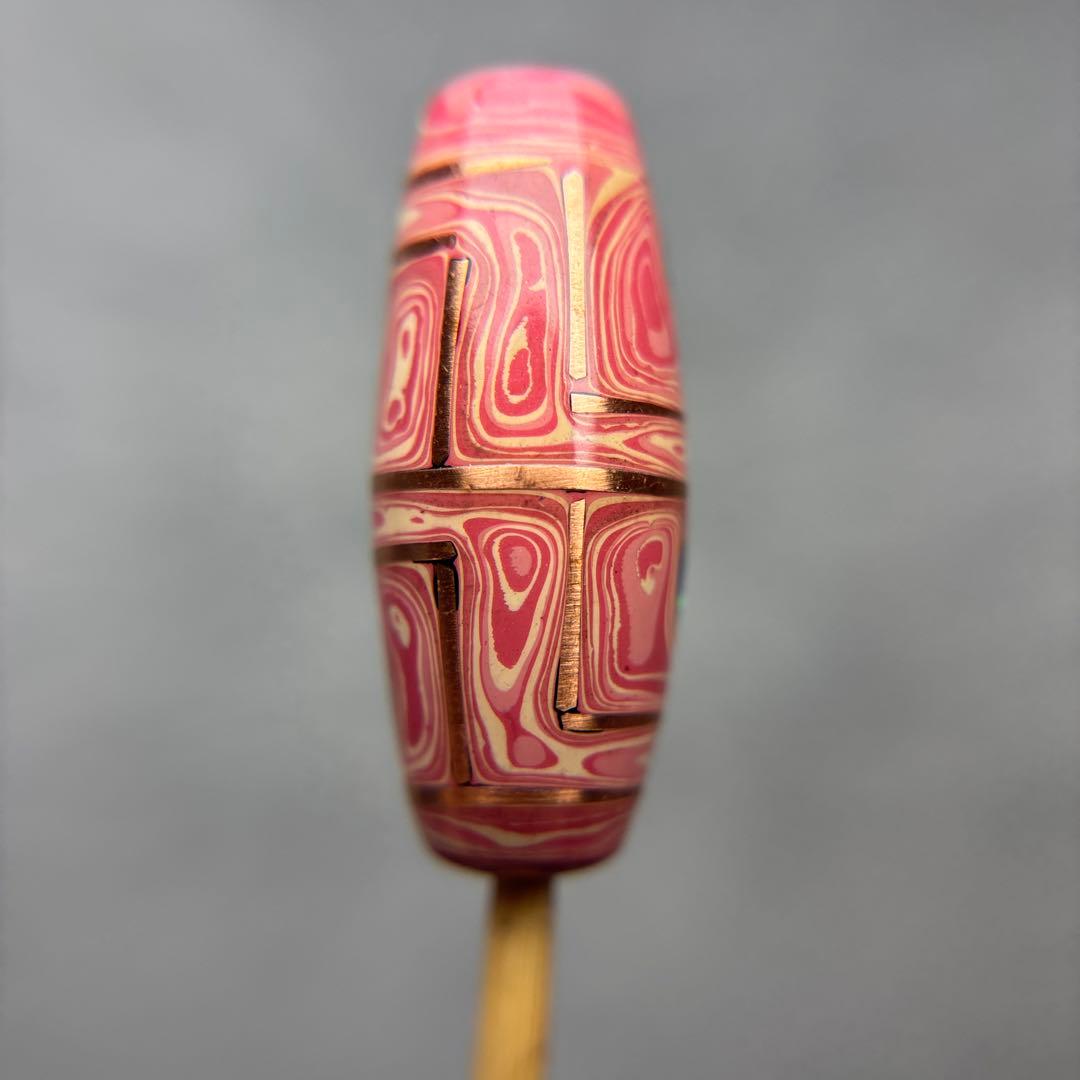 漆オパール天珠　四眼銅線天珠　12-76