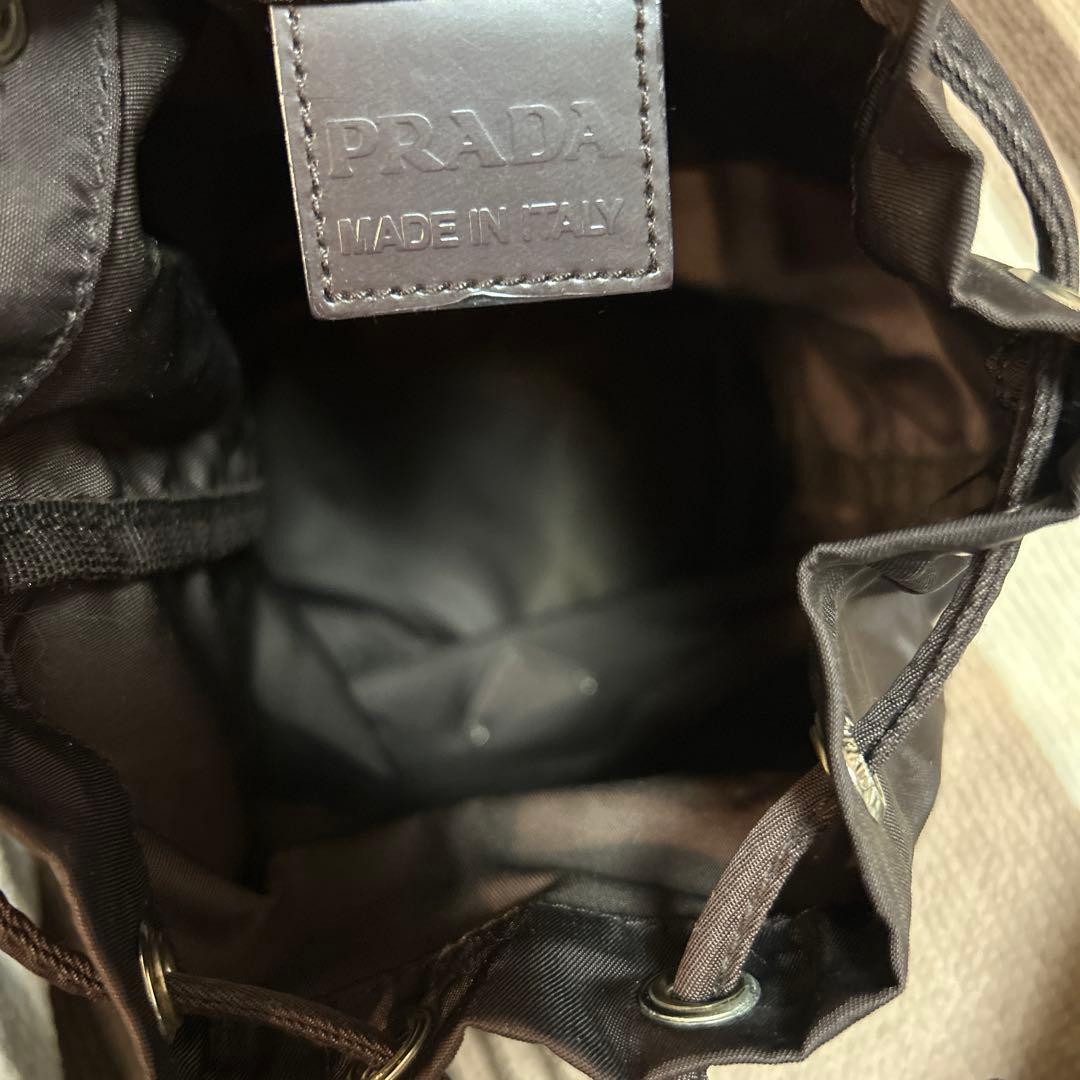 PRADA ナイロン 巾着バッグ 、ダークブラウン