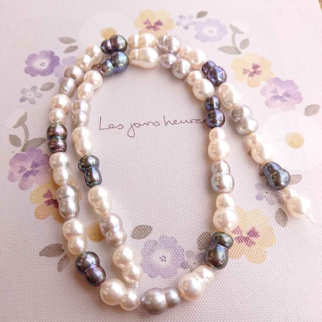 淡水双子パール　一連　ハンドメイド材料　加工不可