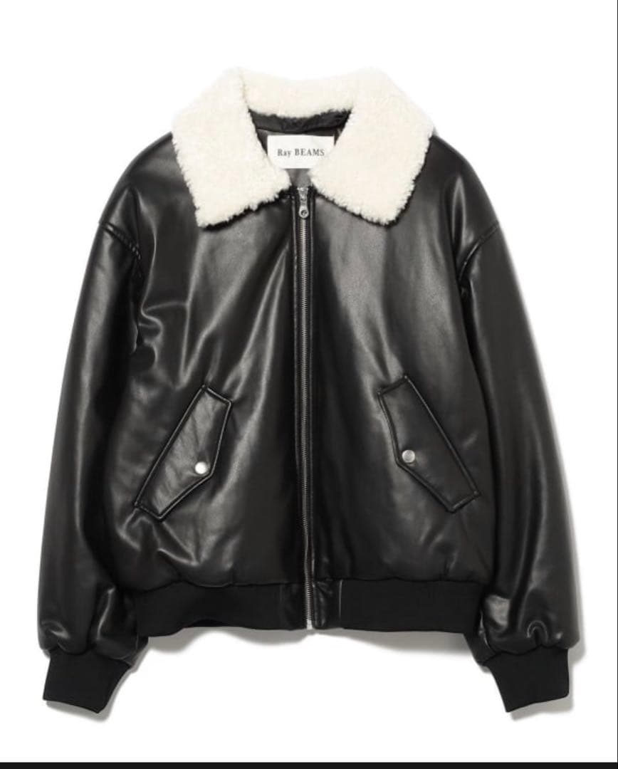 Ray BEAMS フェイクレザー ナカワタボマー ブルゾン