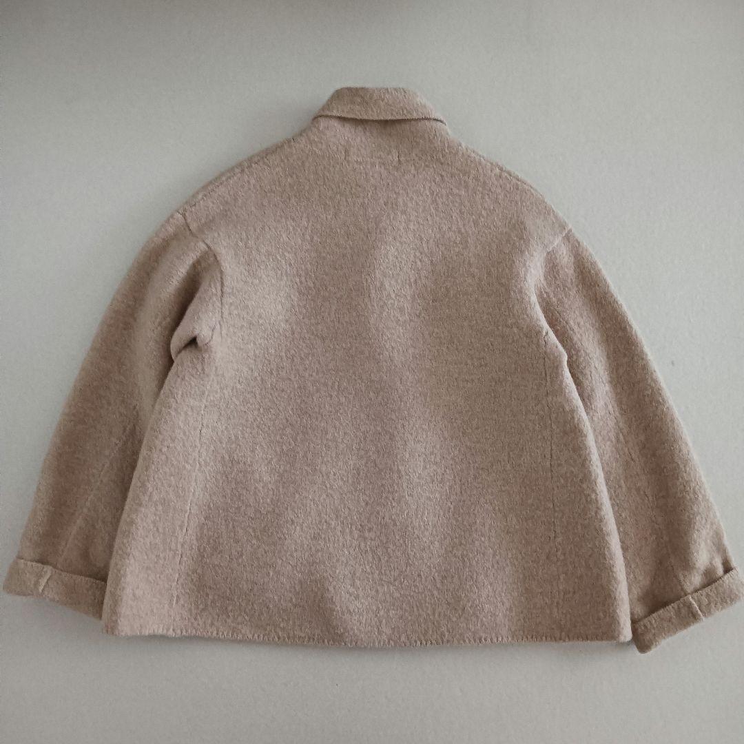 45R　縮絨ニットのコート ウールジャケット R刺繍 ベージュ