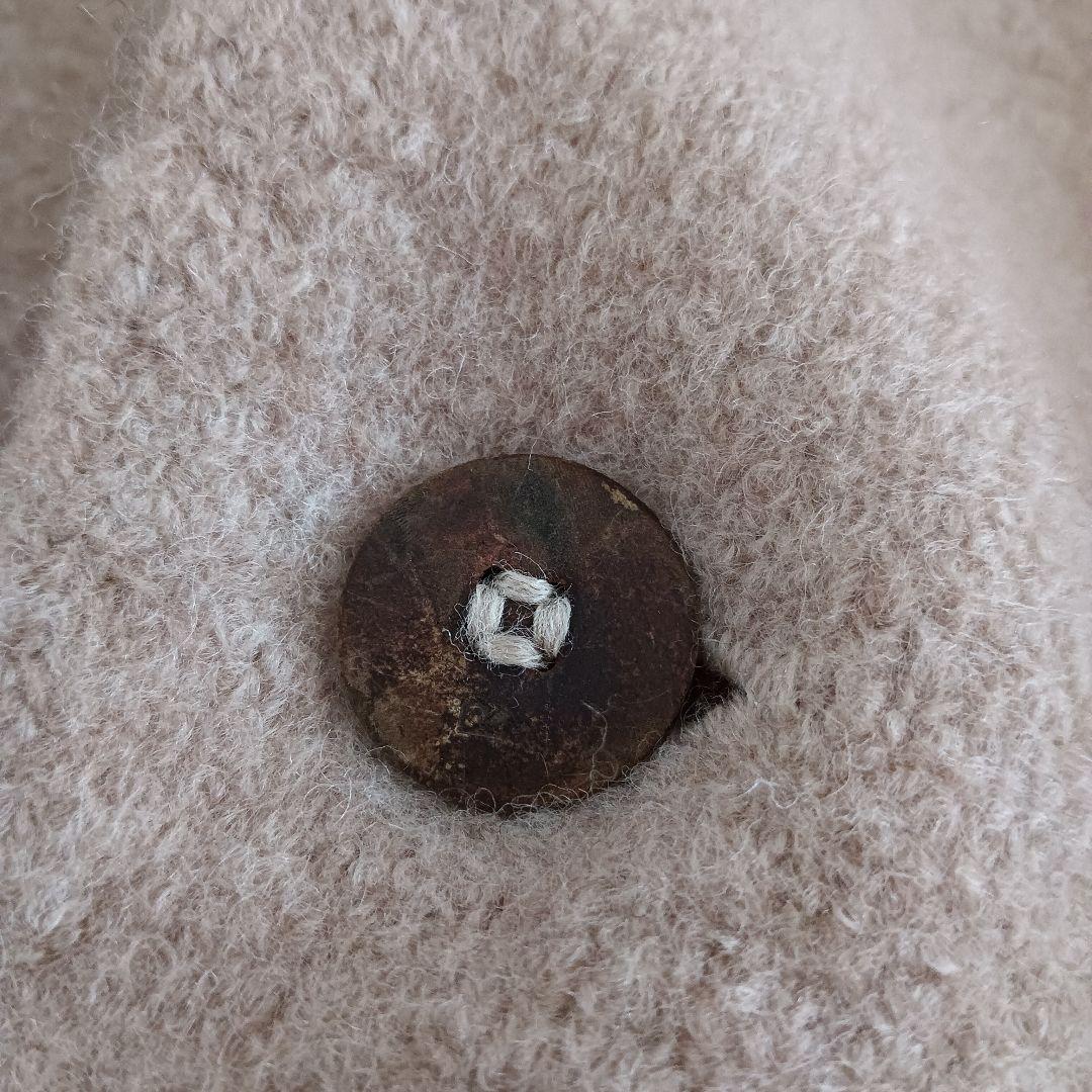 45R　縮絨ニットのコート ウールジャケット R刺繍 ベージュ