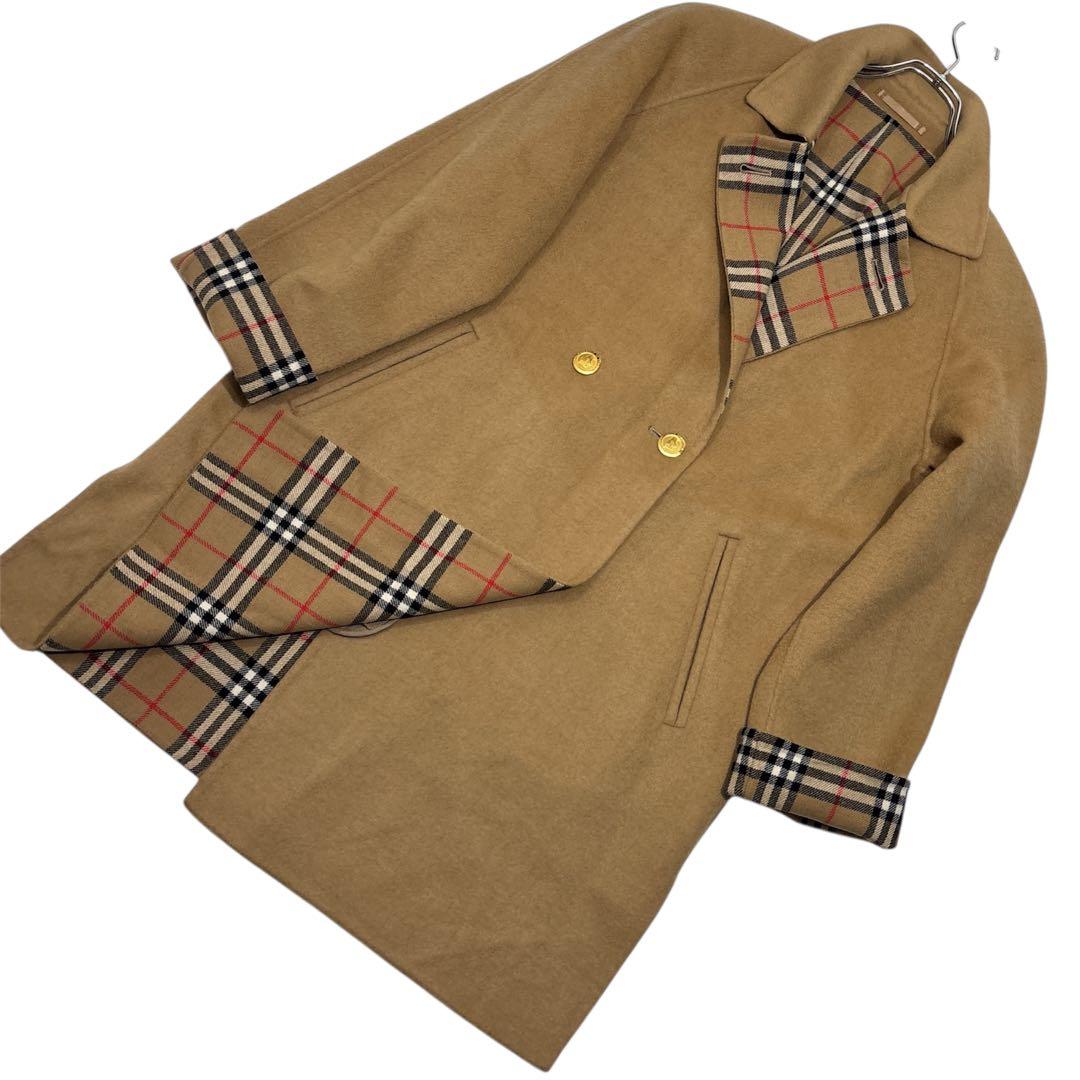【幻の逸品】バーバリーズ　カシミヤウール　ダブルチェスターコート　金ボタン