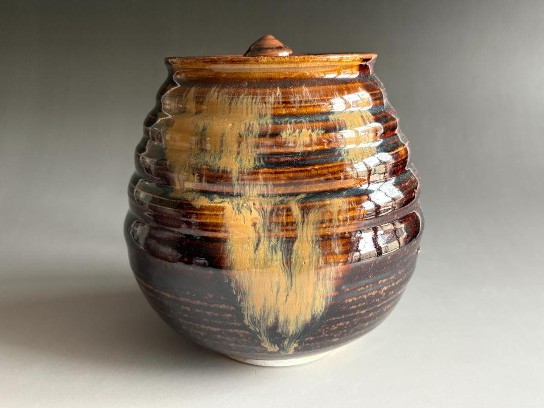 陽炎園　膳所焼　水指　茶道具