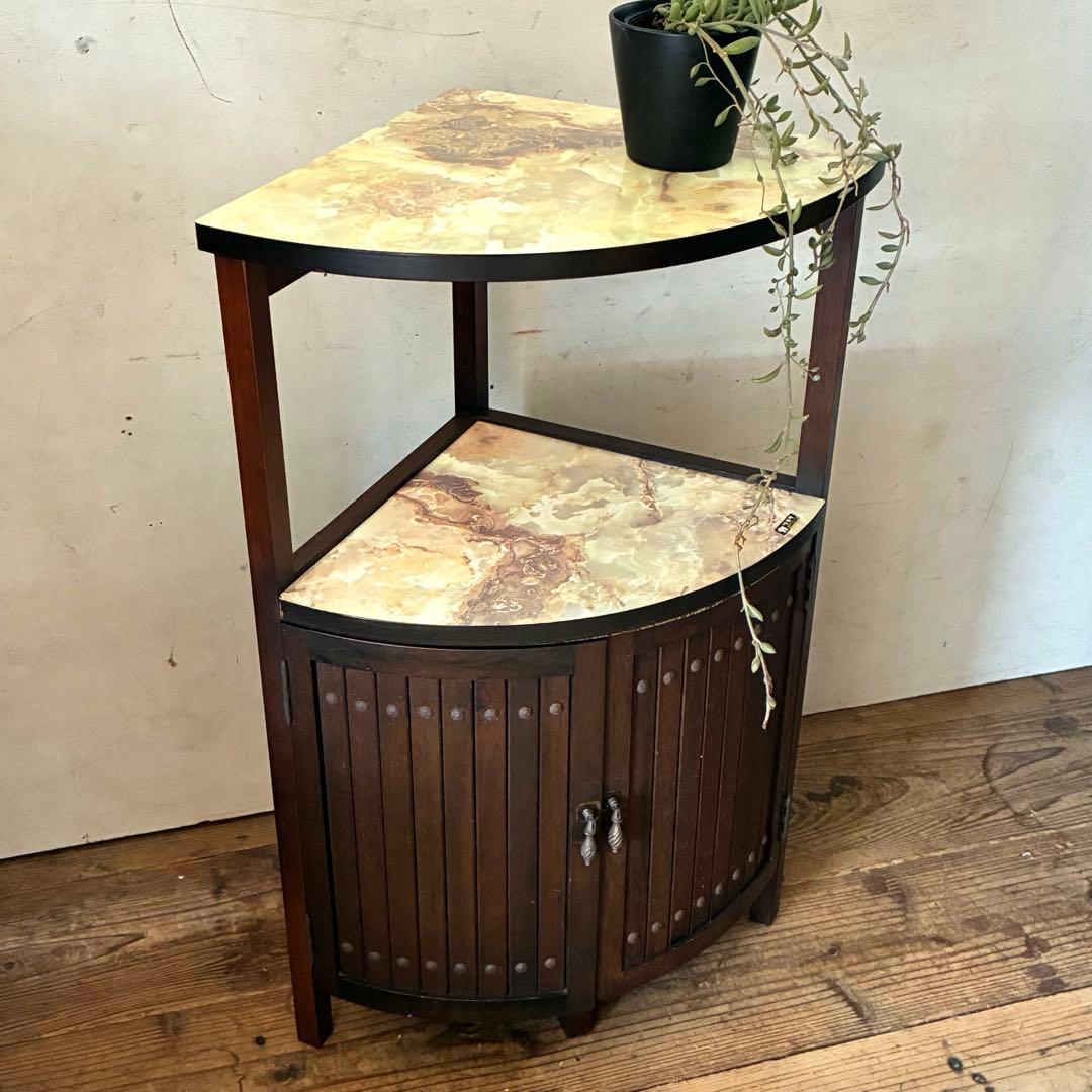 オールドカリモク ヴィンテージ コーナーラック シェルフ 棚 マーブル