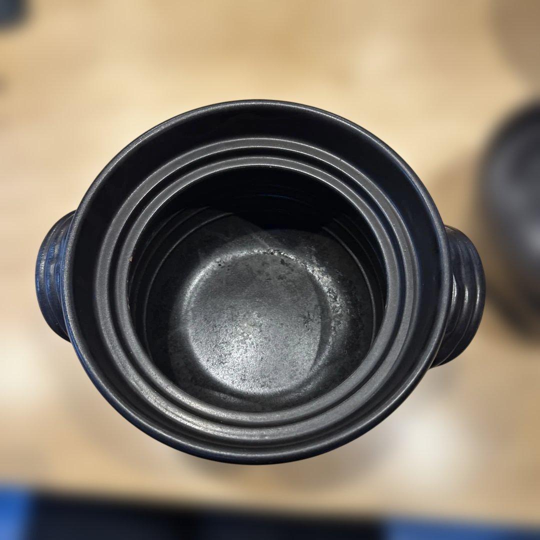 萬古焼　華月　三合だき　黒い陶器製土鍋 蓋付き