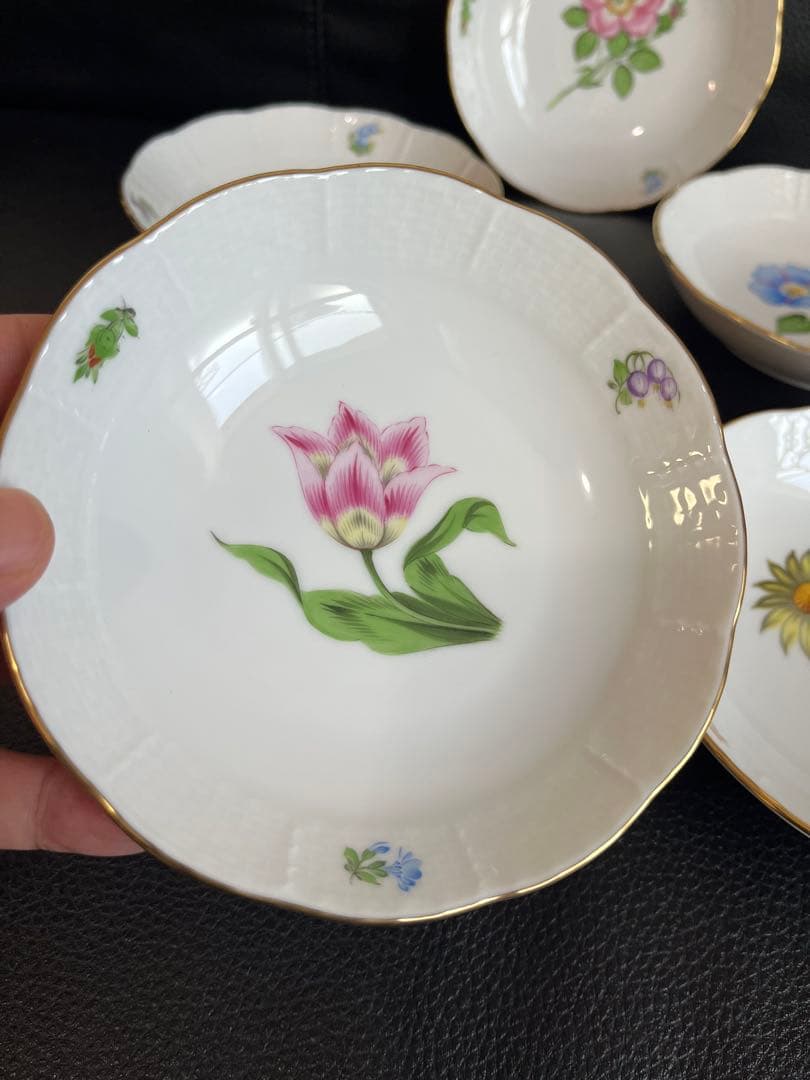 ヘレンド 絵柄変わり 花 小皿5枚 13cm