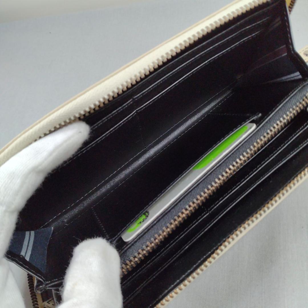 未使用マディジャックスープ★ジッピーロングウォレット クロコ型押しレザー本革 白