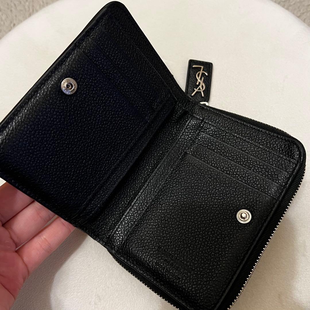サンローラン リヴ・ゴーシュ 二つ折り財布 レザー コンパクトウォレット