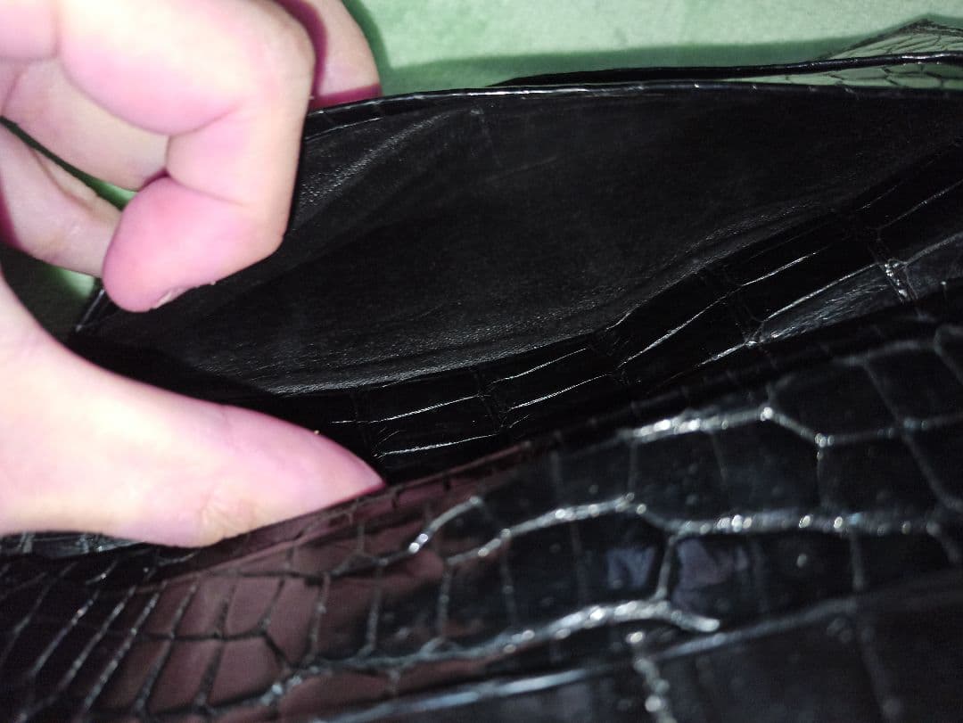 クロコ 長財布 無双 黒 ブラック