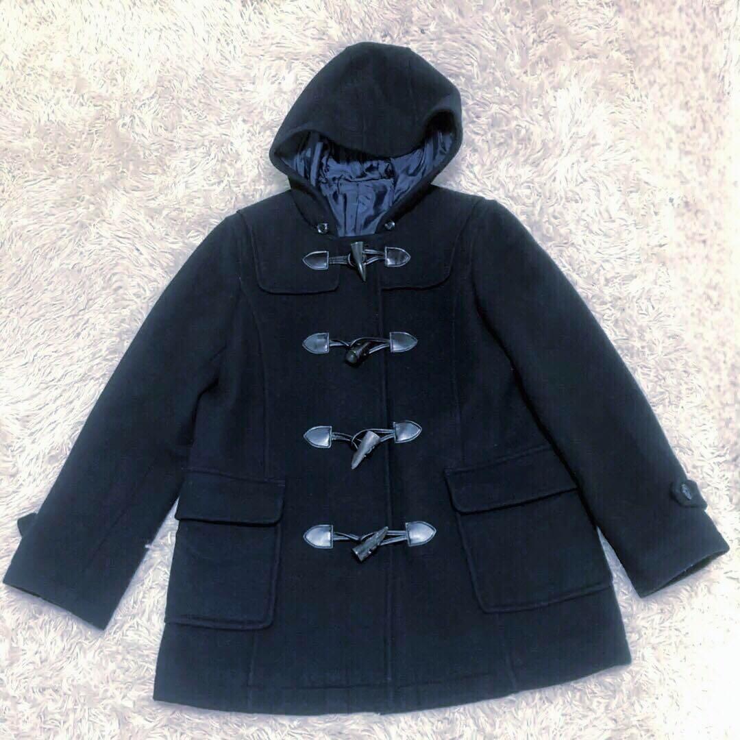 【美品】　イーストボーイ　ダッフルコート　フードあり　アンゴラ混　黒