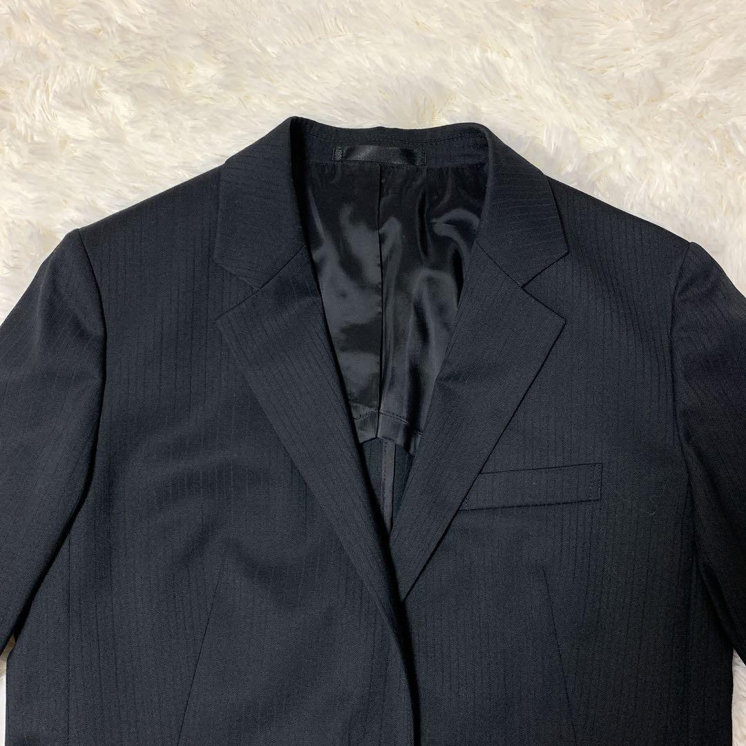 ✨極美品✨ AOKI 洗えるキレイスーツ 黒シャドーストライプ セットアップ