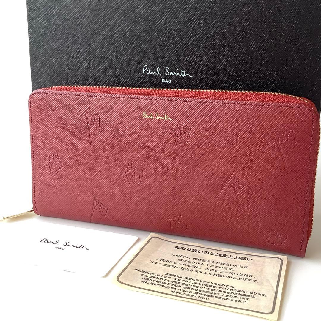 楽天家様★新品★ポールスミス★ポールドローイングラウンドジップ長財布★レッド赤