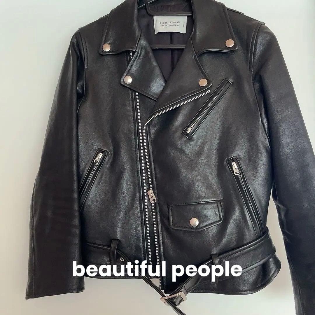 値下げ中！＊beautiful people 黒 レザーライダースジャケット＊