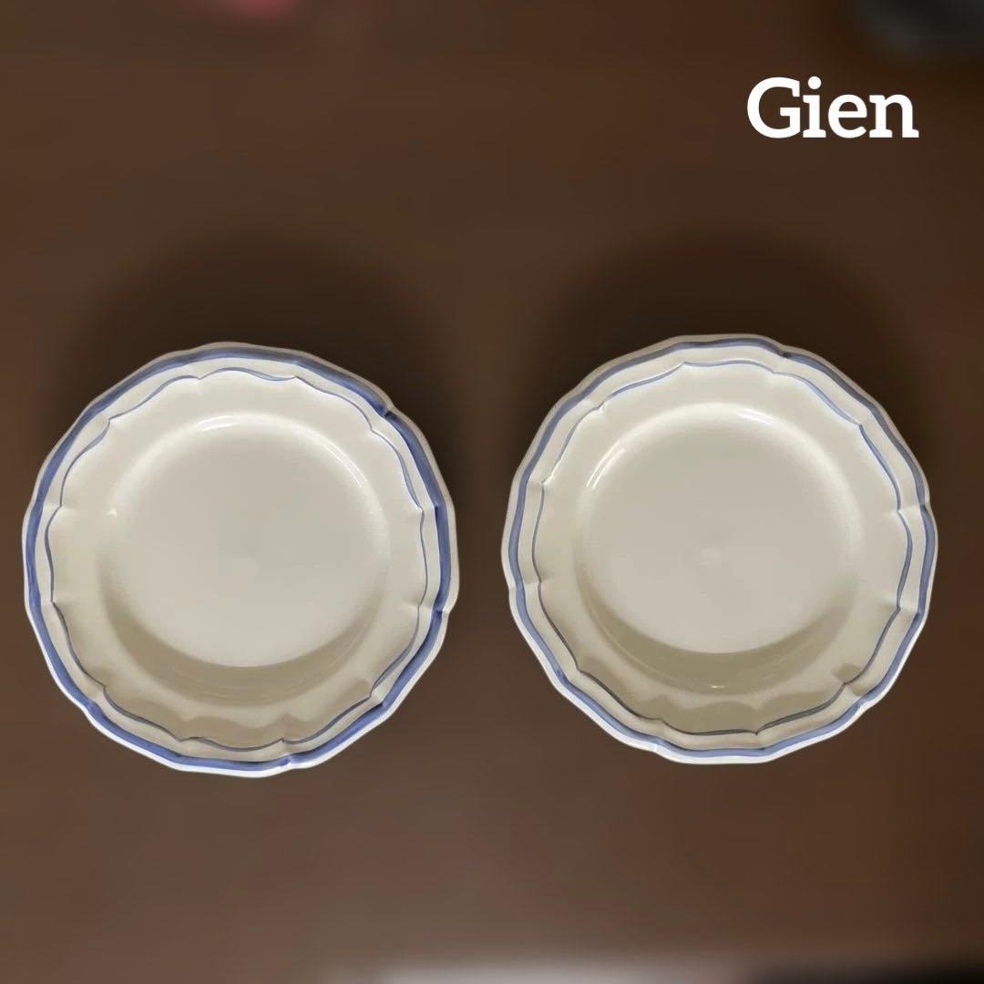 未使用　Gien ジアン　フィレ　ブルー　2枚セット　フランス