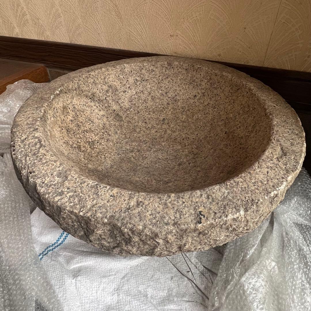 石臼　臼　餅臼　二升用　餅つき 御影石　花崗岩　鉢形　本格派　本格的