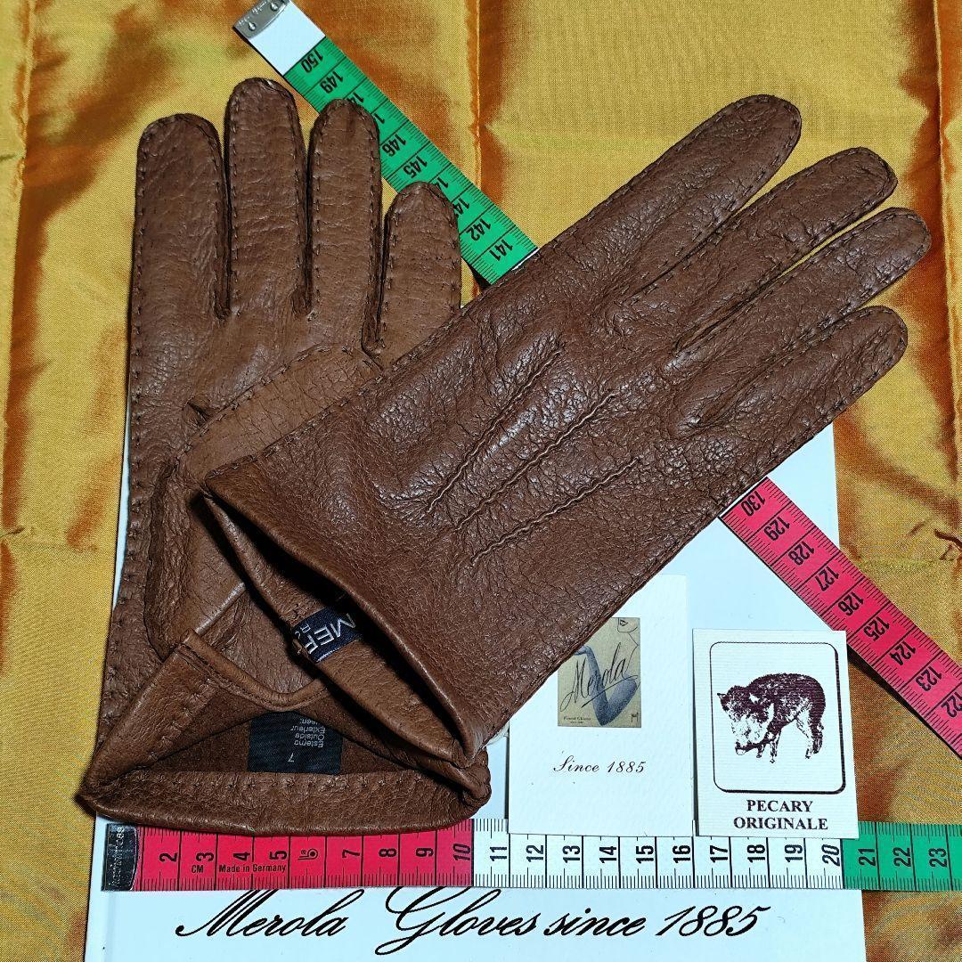 値下げメローラ ペッカリーテラコッタ ライニングなし グローブ革手袋MEROLA