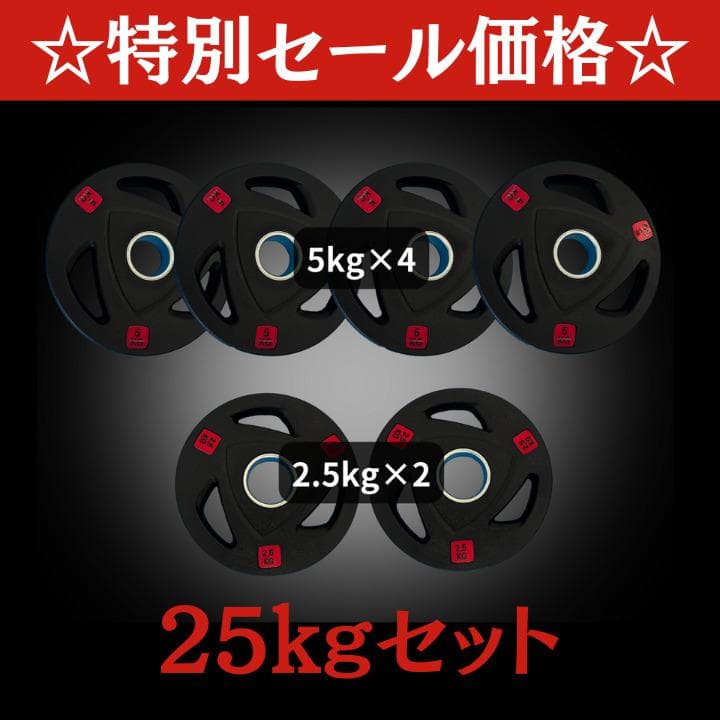 ★新品・送料無料★バーベルプレート25kg(5kg×4枚、2.5kg×2枚)