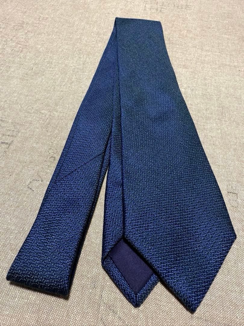 Charvet／シャルべ／シルクジャガードタイ／ソリッド／ネイビー／フランス製