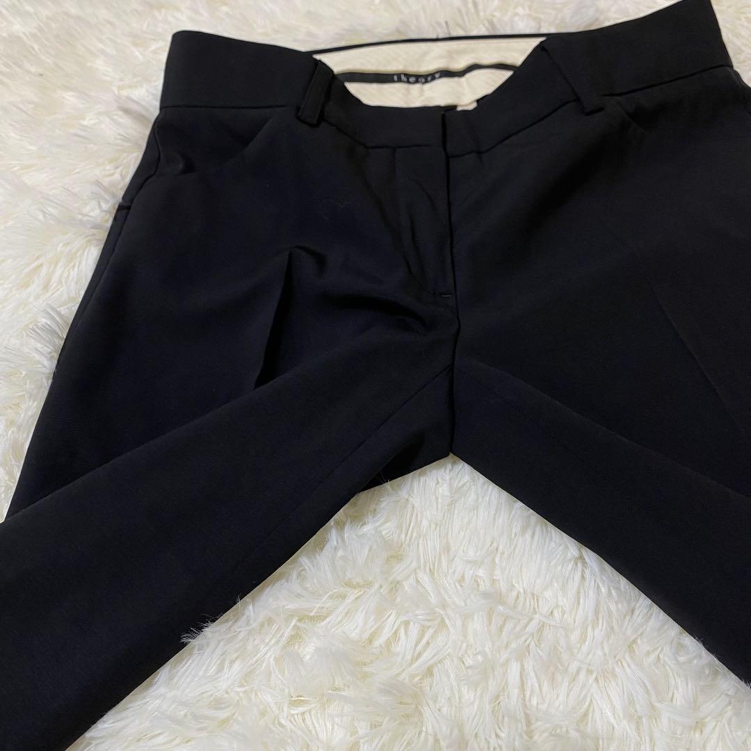 【美品】theory ブラックフォーマル セットアップ パンツスーツ フレア 黒