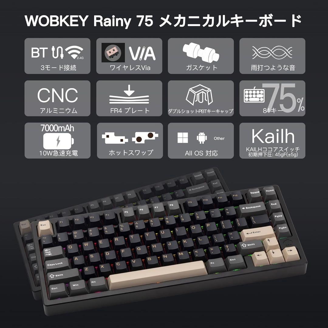 【新品】 WOBKEY Rainy75 Proモデル ミッドナイトブラック