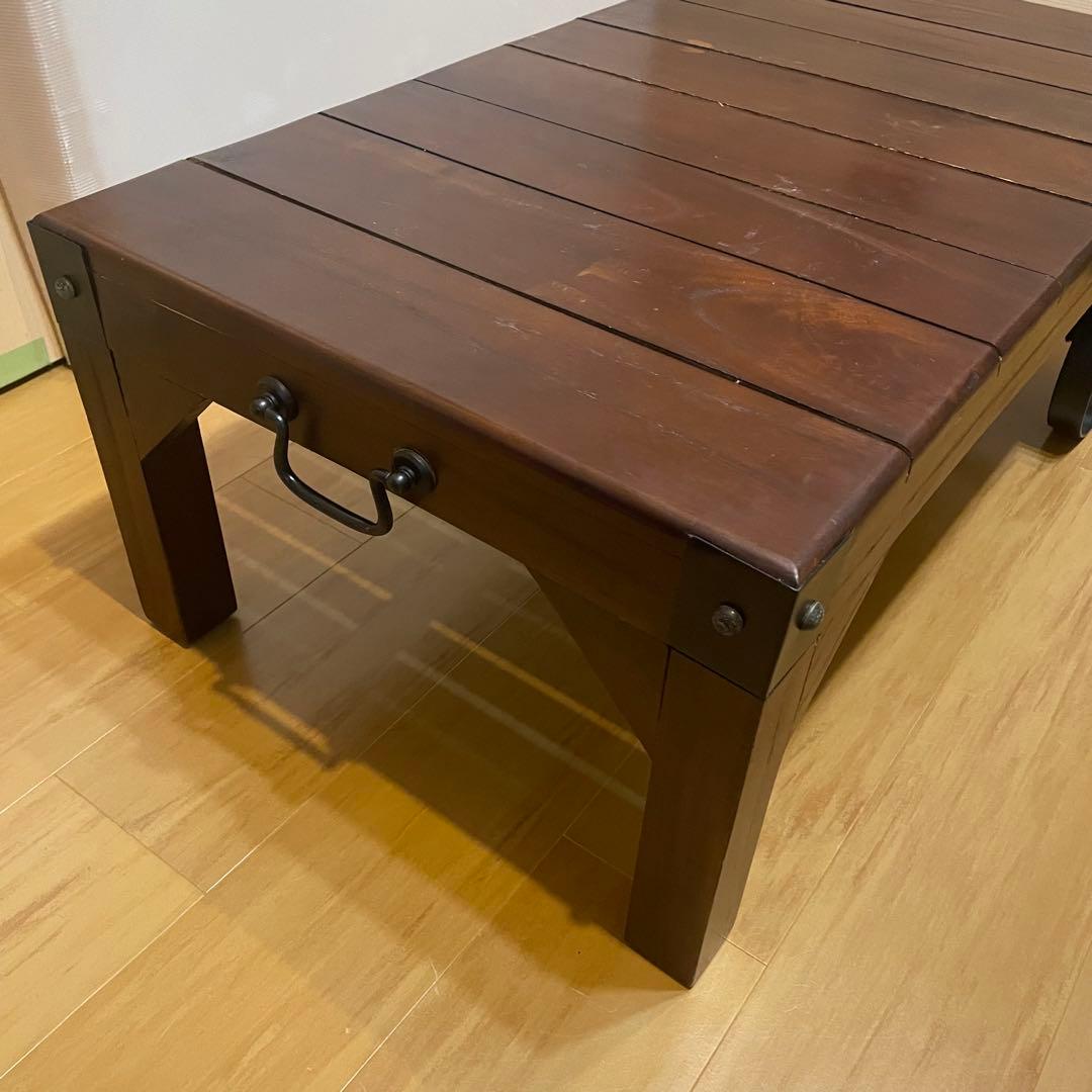 ヴィンテージ仕様 トロリーテーブル センターテーブル インダストリアル 滑車