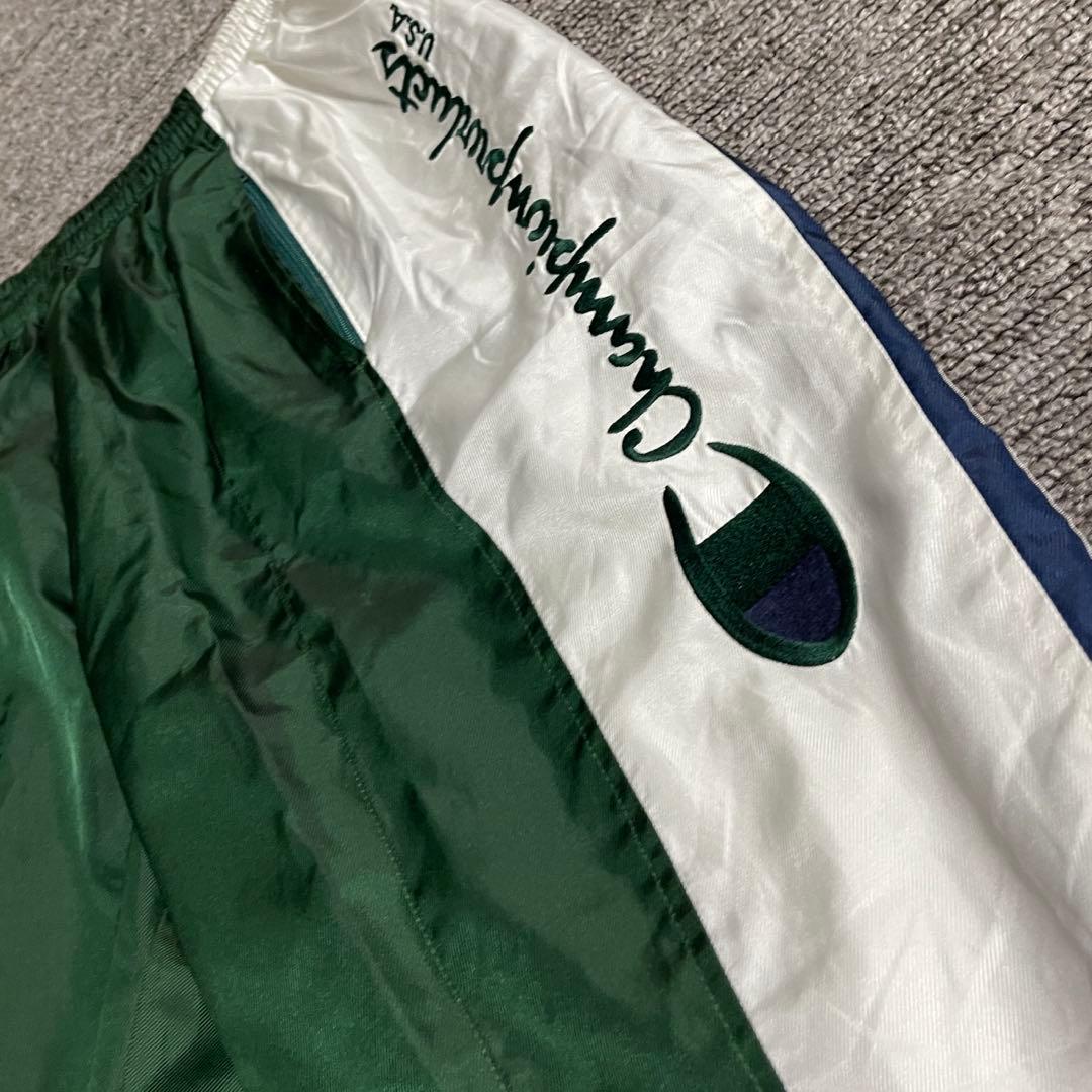 Champion ナイロン セットアップ 刺繍ロゴ 90s レアカラー L 上下