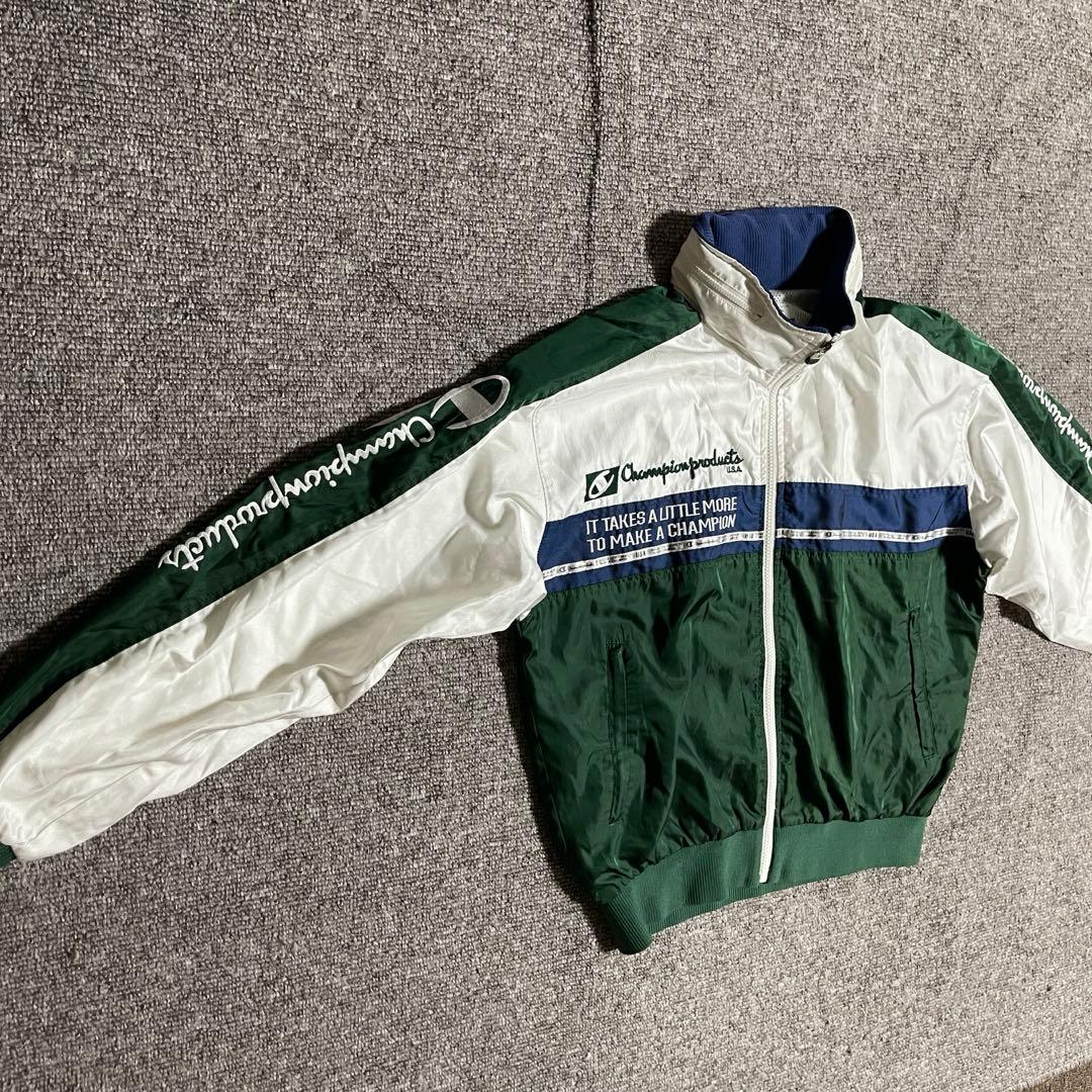 Champion ナイロン セットアップ 刺繍ロゴ 90s レアカラー L 上下