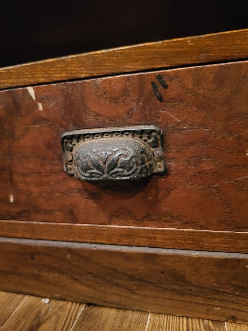 緑 ダイヤガラス　透かし彫り　本棚　本箱　キャビネット　大正ロマン　アンティーク