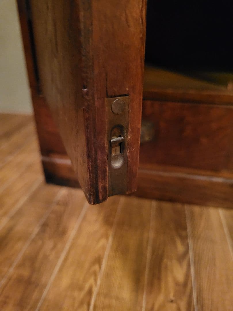 緑 ダイヤガラス　透かし彫り　本棚　本箱　キャビネット　大正ロマン　アンティーク