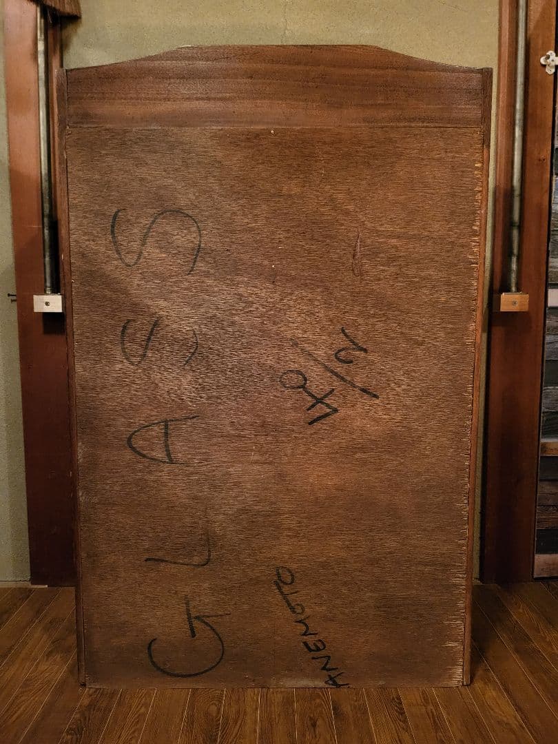 緑 ダイヤガラス　透かし彫り　本棚　本箱　キャビネット　大正ロマン　アンティーク