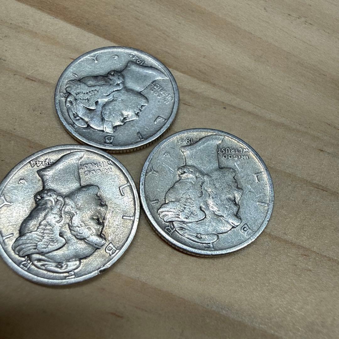 豆*び様 アメリカ　マーキュリー・ダイム銀貨12枚セット