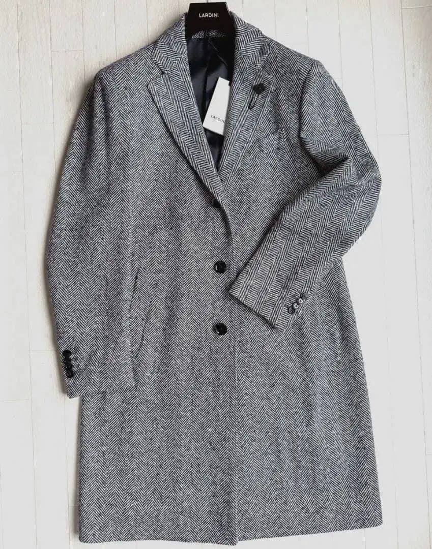 新品 25AW LARDINI ウール ツイード チェスターフィールド コート