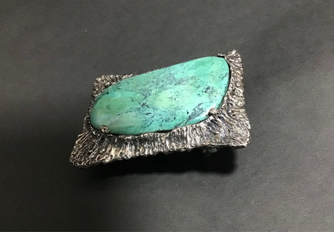 ターコイズ大粒シルバー925バックル　ネイティブ