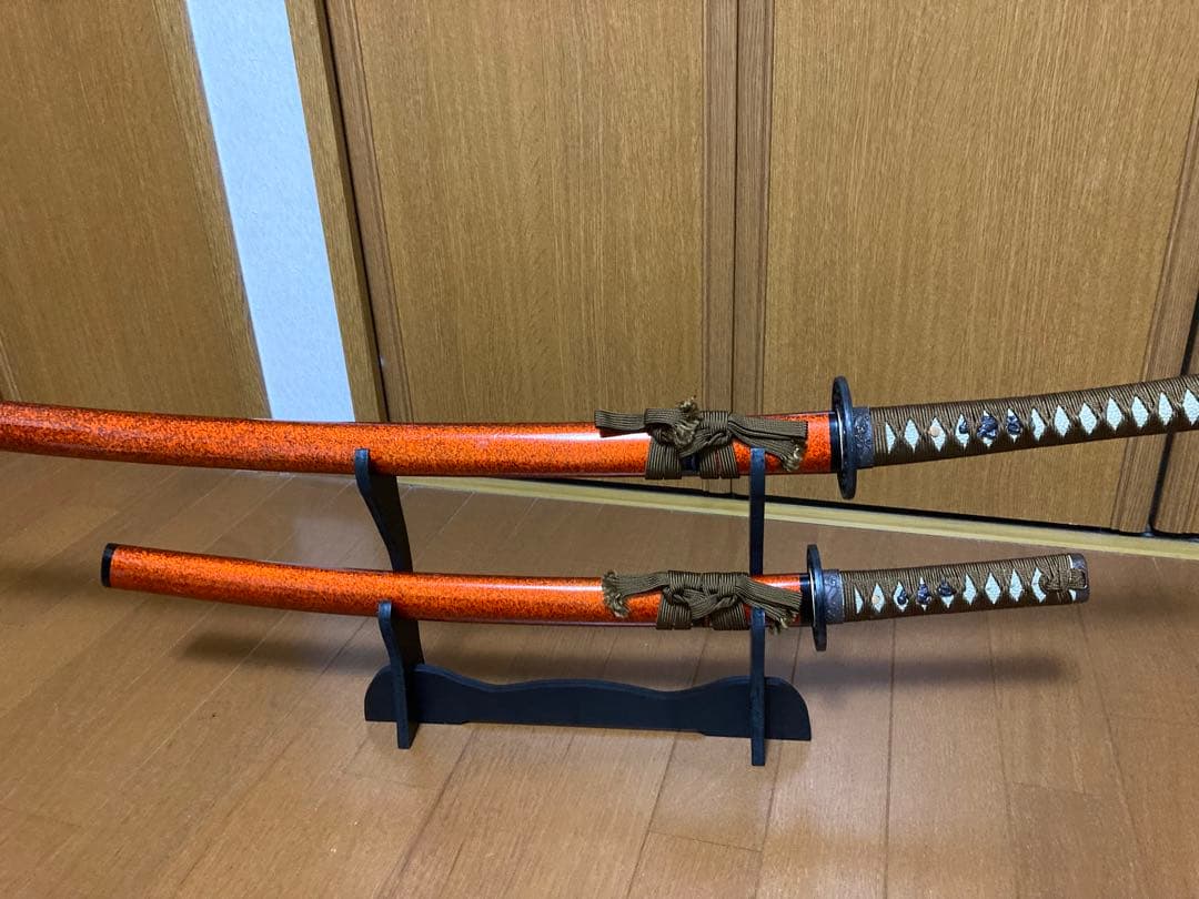 虎党商品!模擬刀鋼製刀2本セット＆刀掛けセット、居合刀、武具、コスプレ