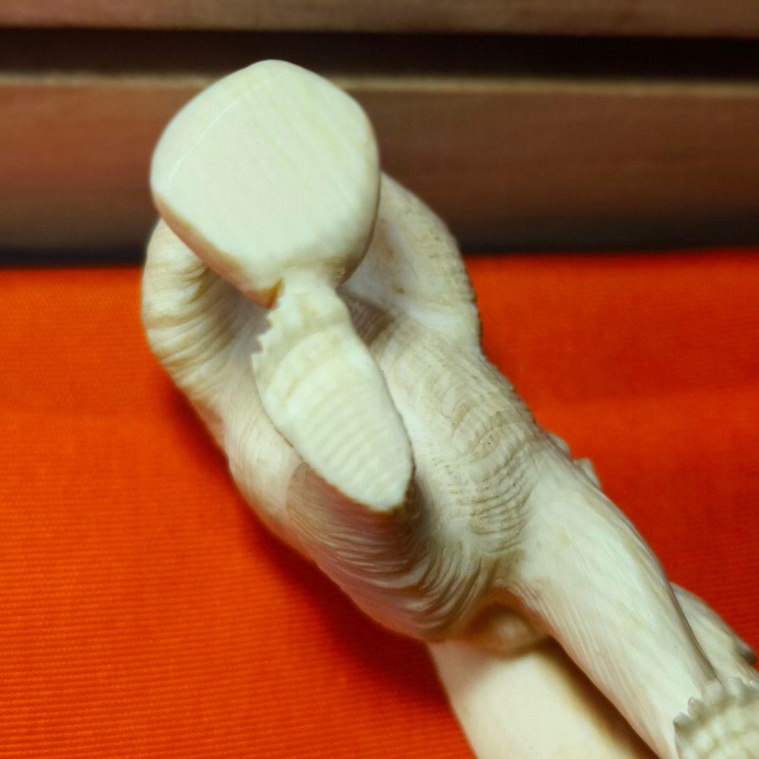 置物 熊 寛支作 共箱 天然素材彫刻 手彫り細工 未使用美品 時代物 蒐集家放出